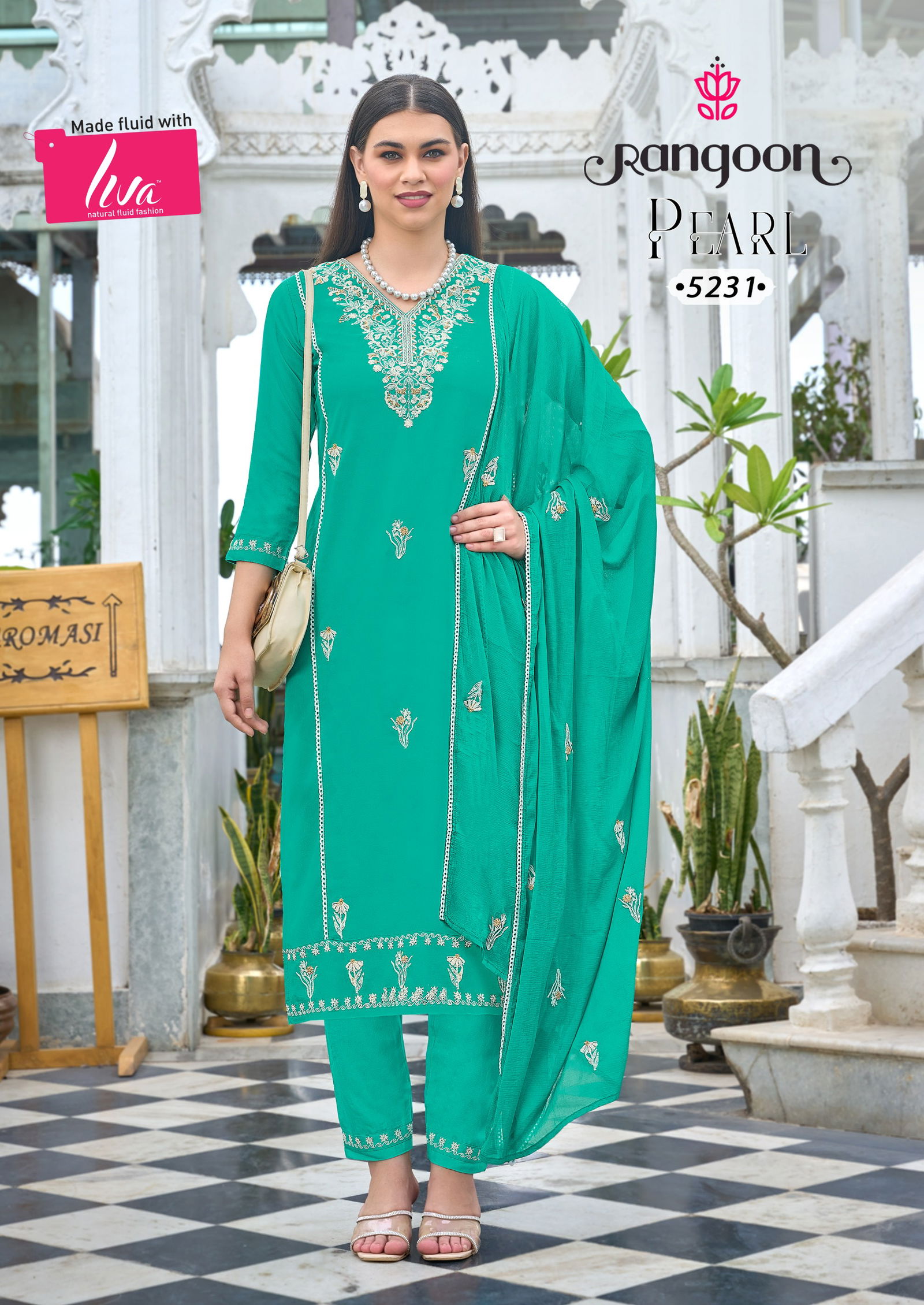 Pearl By Rangoon Viscose Rayon Designer Kurti With Bottom Dupatta Wholesale Shop In Surat
